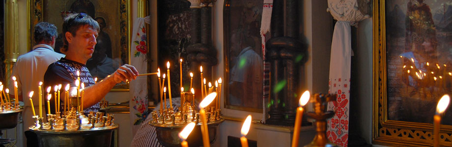 Candles in St. Nedelya Church, Sofia, Bulgaria